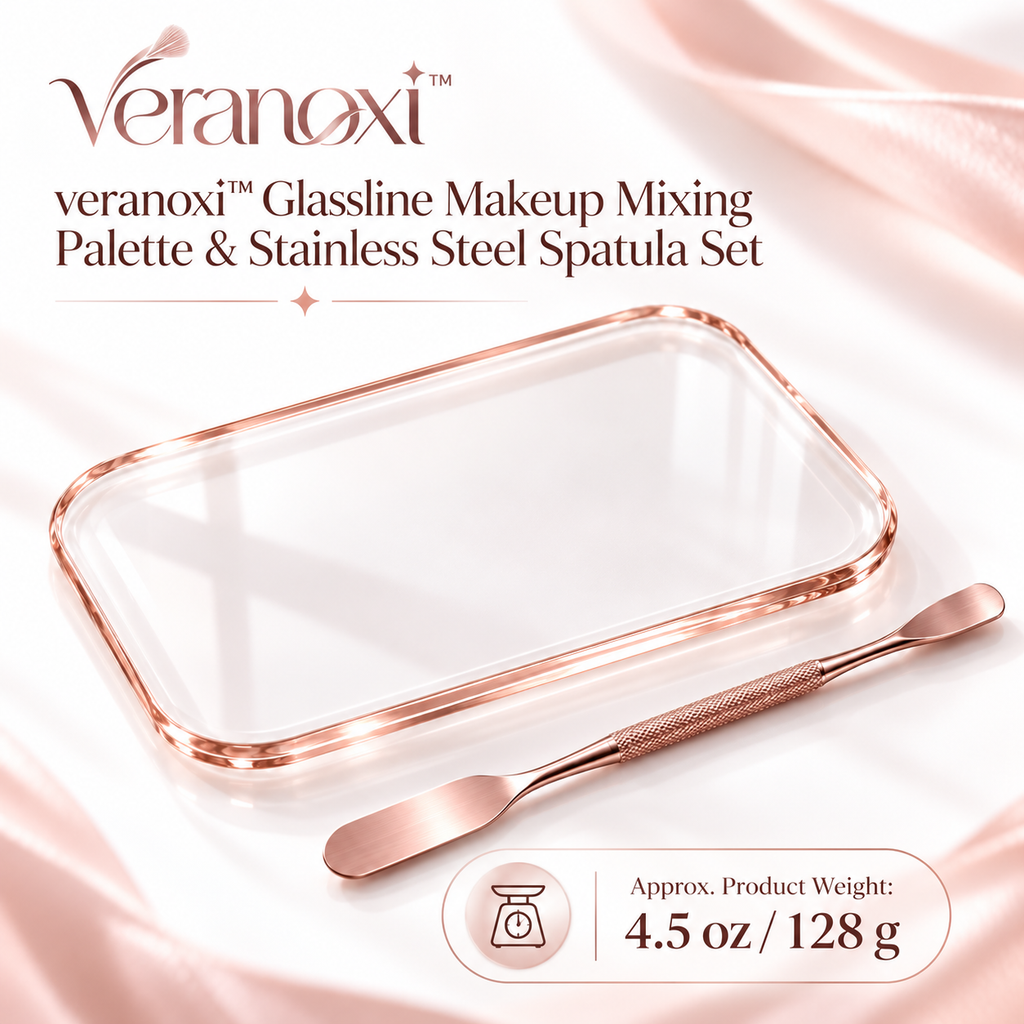 veranoxi™ Glassline Makeup Mixing Palette & Stainless Steel Spatula Set