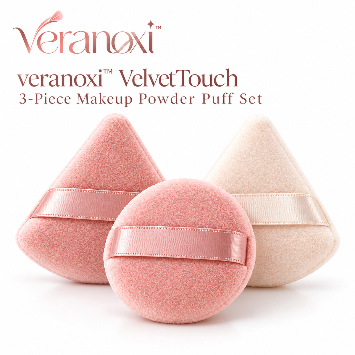 veranoxi™ VelvetTouch 3-Piece Makeup Powder Puff Set