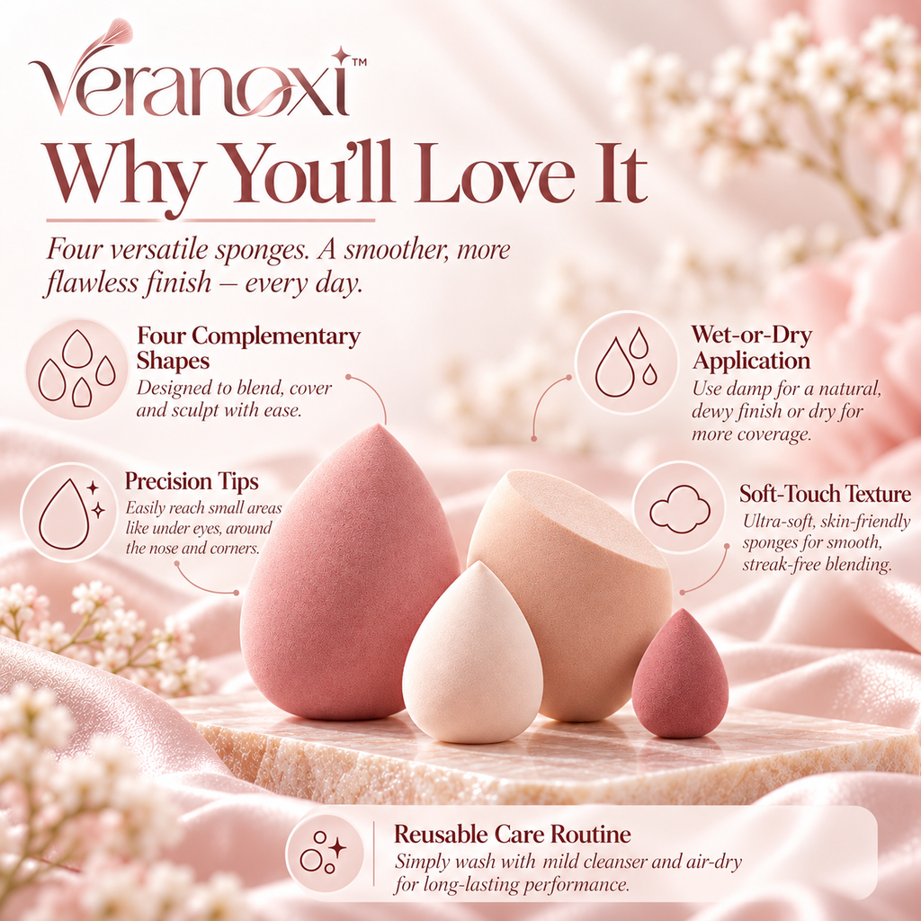 veranoxi™ CloudBlend 4-Piece Makeup Sponge & Foundation Blender Set