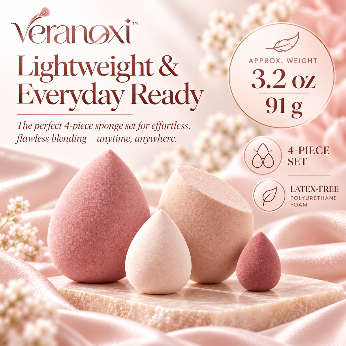 veranoxi™ CloudBlend 4-Piece Makeup Sponge & Foundation Blender Set