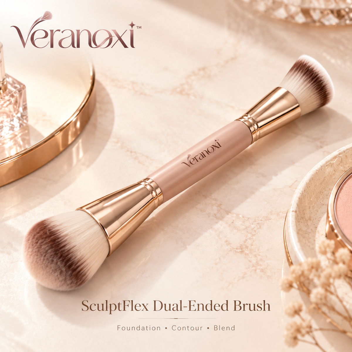 veranoxi™ SculptFlex Dual-Ended Foundation & Contour Makeup Brush