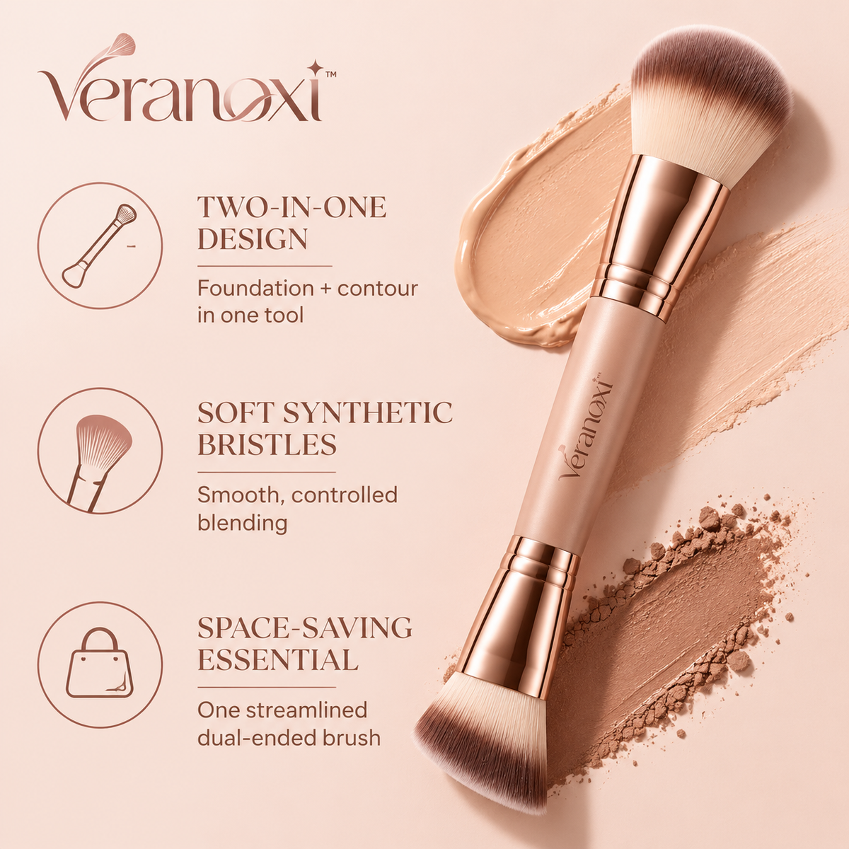 veranoxi™ SculptFlex Dual-Ended Foundation & Contour Makeup Brush