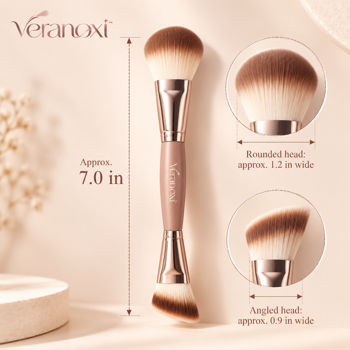 veranoxi™ SculptFlex Dual-Ended Foundation & Contour Makeup Brush