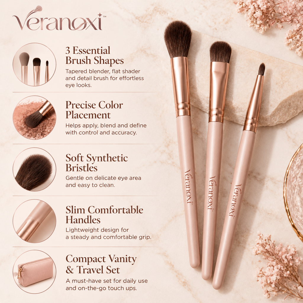 veranoxi™ FineLine 3-Piece Precision Eye Makeup Brush Set