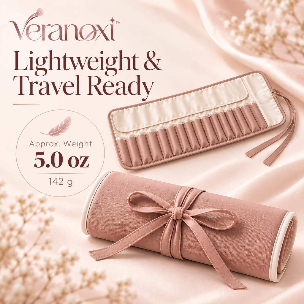 veranoxi™ FoldAway Makeup Brush Roll Organizer with Individual Pockets