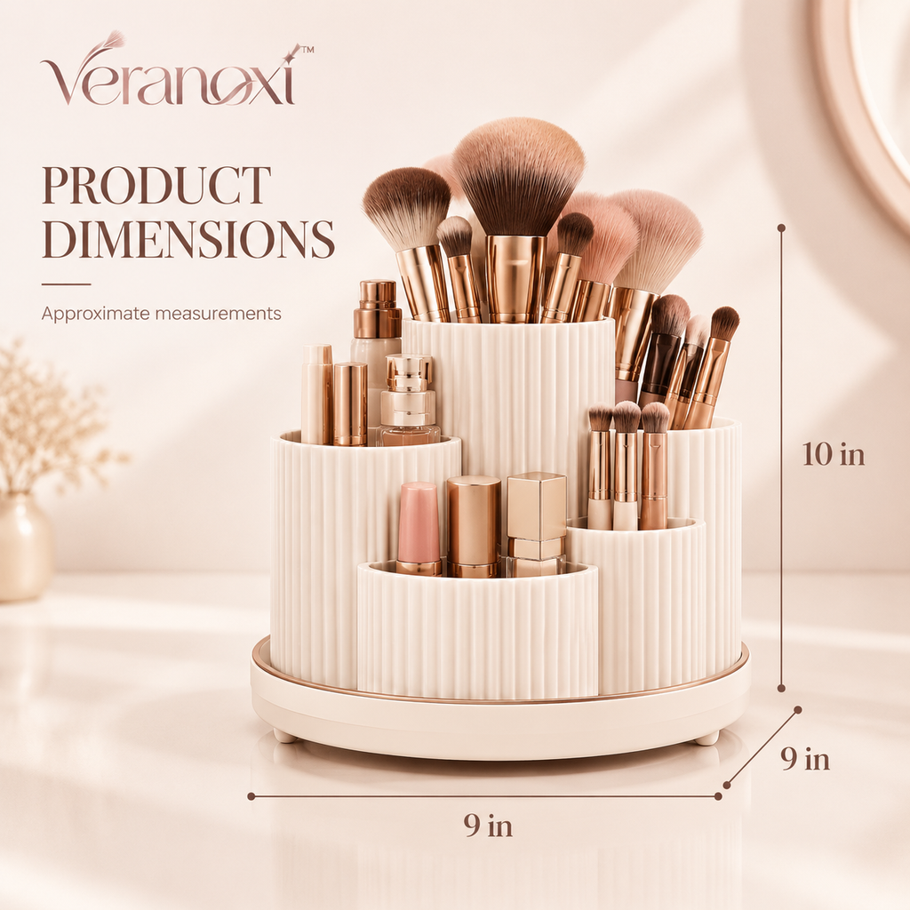 veranoxi™ Halo 360° Rotating Makeup Organizer for Brushes & Cosmetics