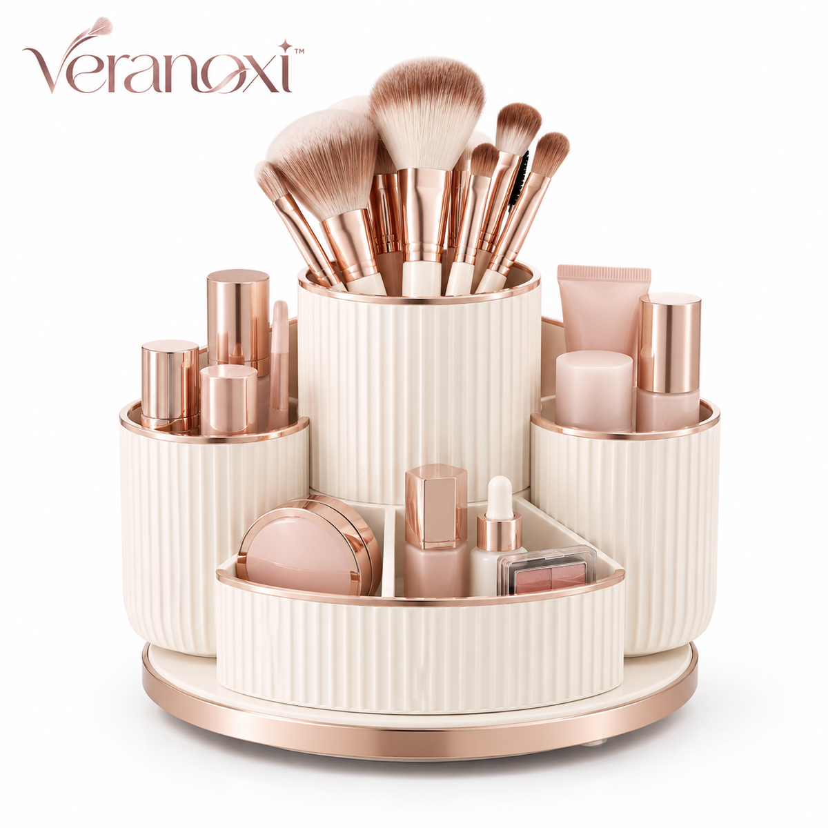 veranoxi™ Halo 360° Rotating Makeup Organizer for Brushes & Cosmetics