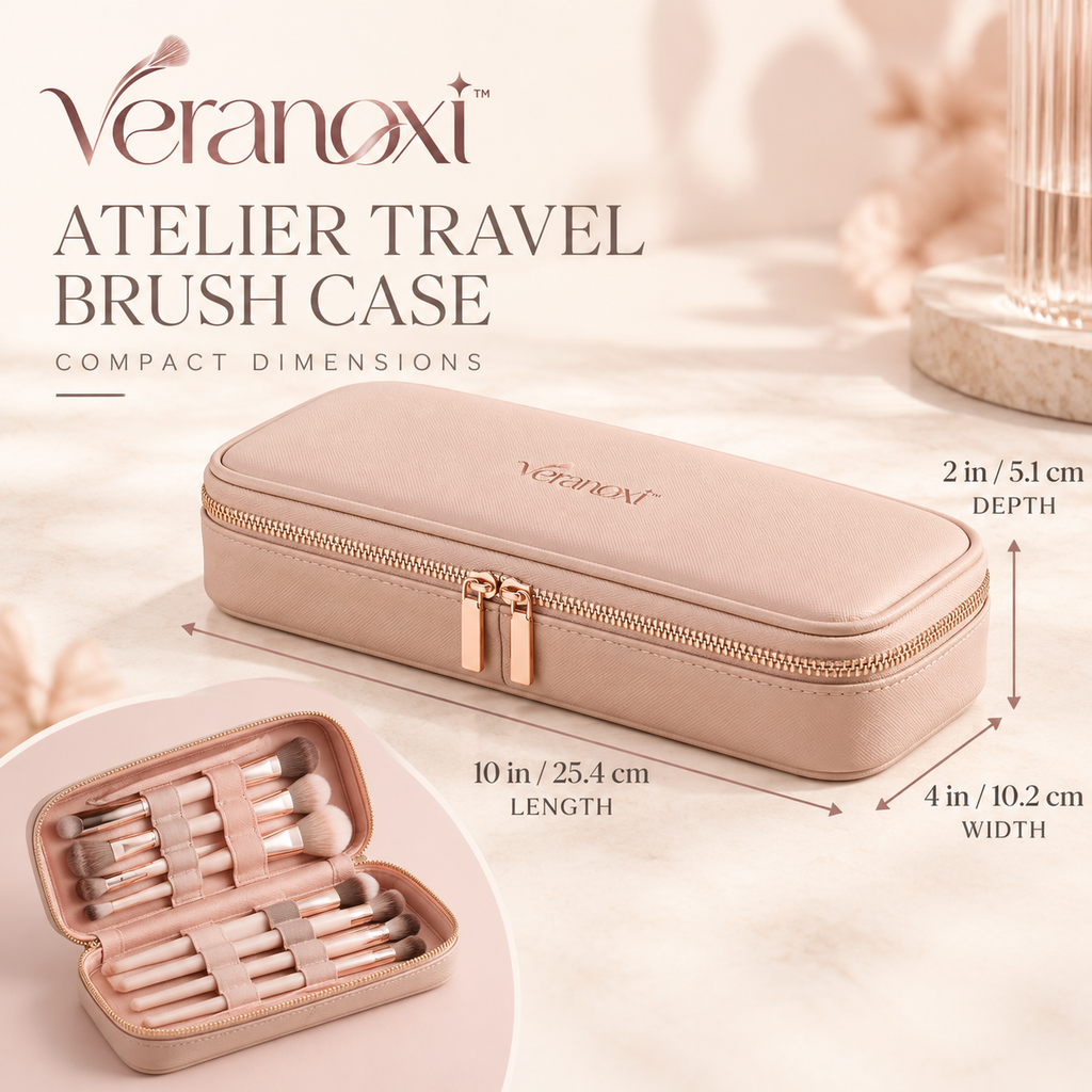 veranoxi™ Atelier Travel Makeup Brush Case with Zipper & Brush Loops