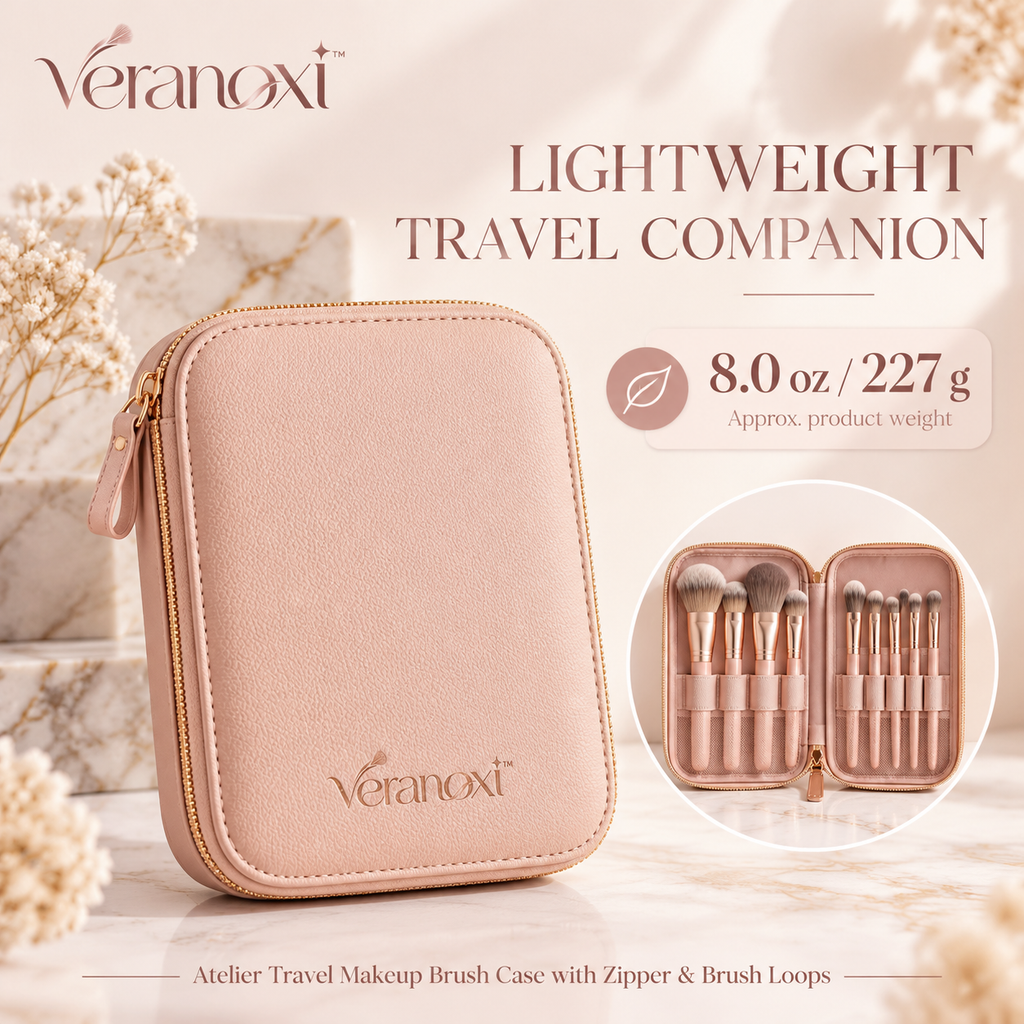 veranoxi™ Atelier Travel Makeup Brush Case with Zipper & Brush Loops