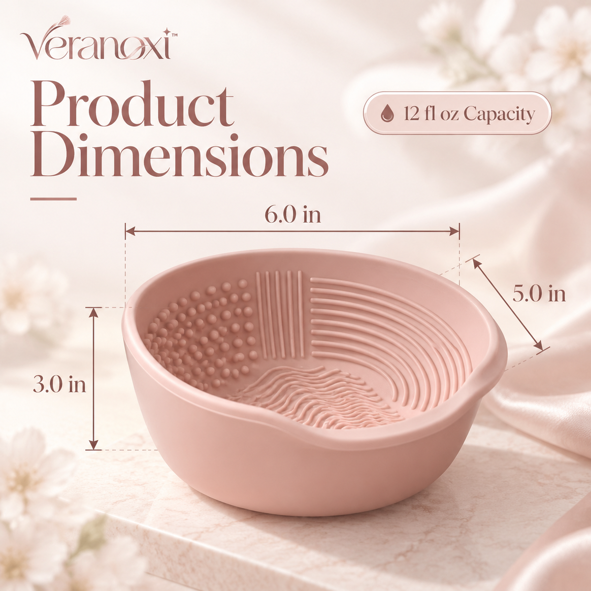 veranoxi™ PureRinse Silicone Makeup Brush Cleaning Bowl, 12 fl oz