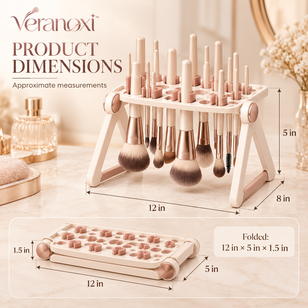 veranoxi™ AirDry Foldable Makeup Brush Drying Rack, 12–16 Brush Capacity