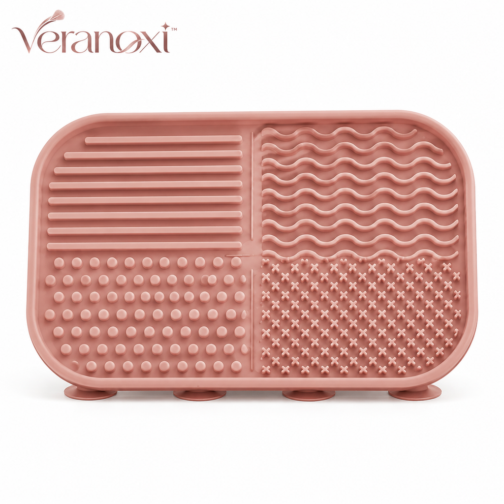 veranoxi™ SoftGrid Silicone Makeup Brush Cleaning Mat with Suction Cups